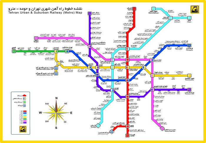 نقشه جدید مترو تهران پس از افتتاح خط ۷ مترو + عکس