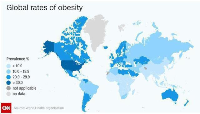 نقشه شیوع چاقی در جهان +اینفوگرافیک