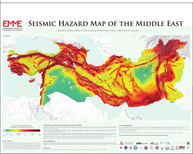 نقشه جهانی پهنه‌بندی خطر زلزله تهیه شد/انتشار نقشه زمین‌لرزه خاورمیانه و ایران