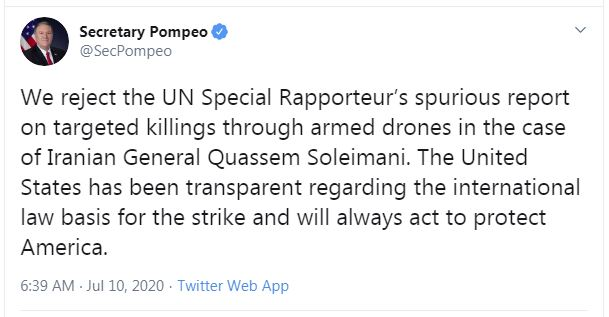 گزارش گزارشگر ویژه سازمان ملل را رد می‌کنیم