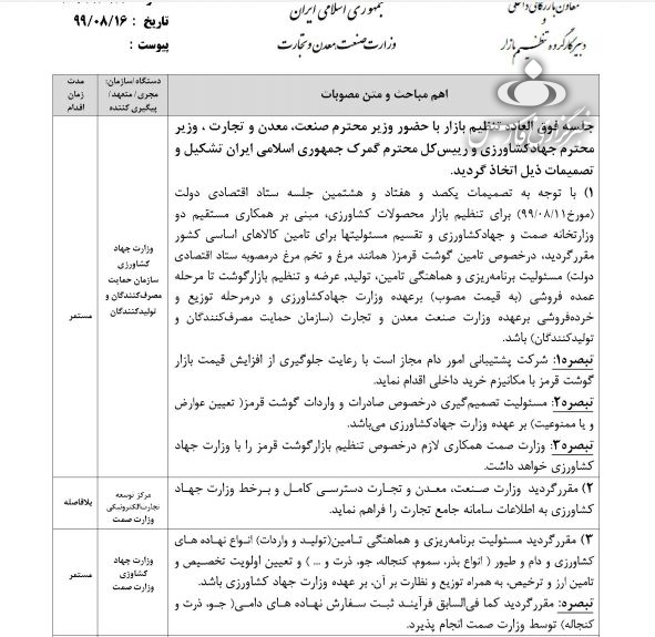 واگذاری مسئولیت تامین و توزیع انواع نهادهها به وزارت جهاد کشاورزی واگذاری مسئولیت تامین و توزیع انواع نهادهها به وزارت جهاد کشاورزی