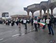 تجمع دانشجویی در مقابل سازمان انرژی اتمی اصفهان
