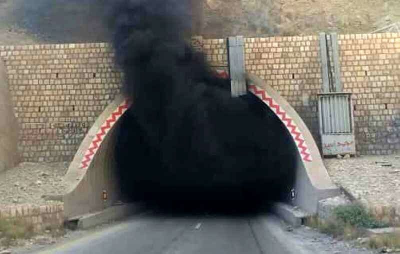 آتش سوزی تانکر در تونل تنگه زاغ و فوت دو نفر بر اثر گازگرفتگی
