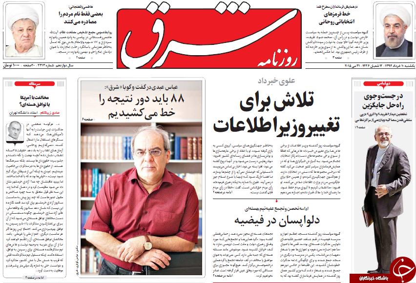 صفحه نخست روزنامه های روز یکشنبه 10خرداد 94
