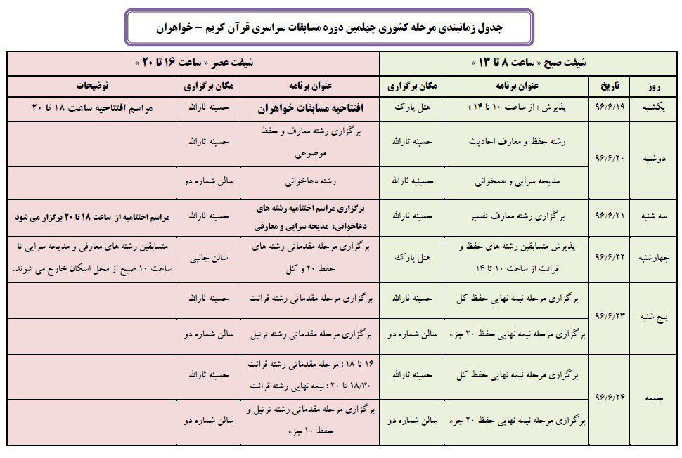 آیین افتتاحیه چهلمین مسابقات قرآن ویژه بانوان برگزار می‌شود + اسامی داوران