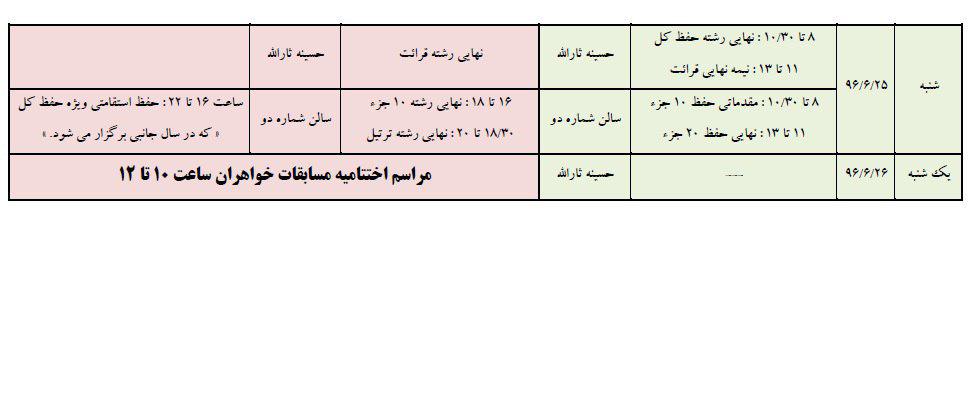 آیین افتتاحیه چهلمین مسابقات قرآن ویژه بانوان برگزار می‌شود + اسامی داوران