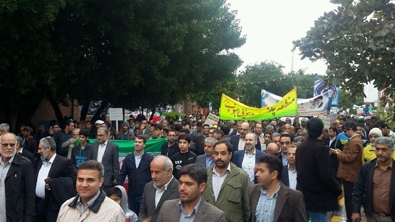 راهپیمایی باشکوه 22 بهمن مردم بوشهر زیر ترنم باران رحمت الهی