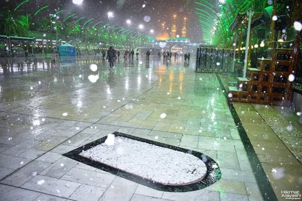 بارش بی‌سابقه برف در نجف و کربلا + تصاویر