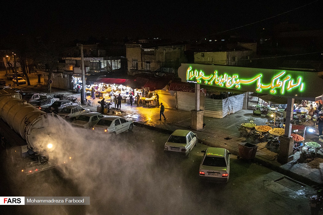 ضدعفونی معابر شهری شیراز + عکس