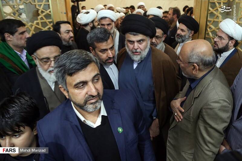 حضور مقتدی صدر در مراسم سالگرد آیت‌الله هاشمی شاهرودی