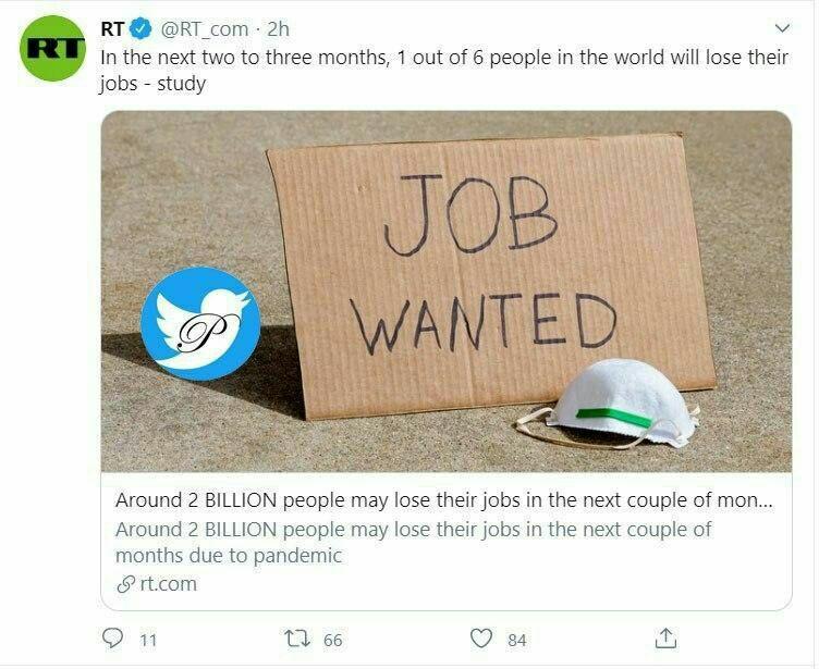 دو میلیارد نفر شغل خود را از دست خواهند داد