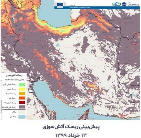 ریسک بالای حریق در 11 استان با افزایش دمای هوا