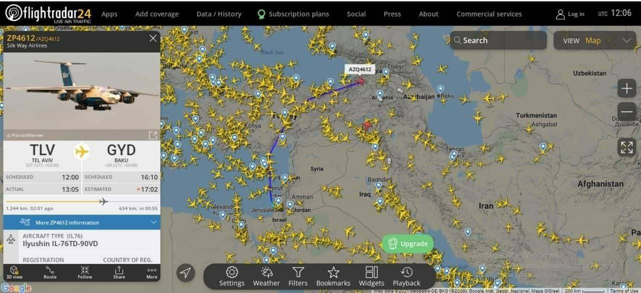جریان شناسی ارسال کمک اسرائیل به باکو با چهار هواپیمای ایلیوشن