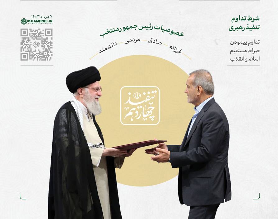مراسم تنفیذ حکم چهاردهمین دوره ریاست جمهوری اسلامی ایران‌ به آقای پزشکیان