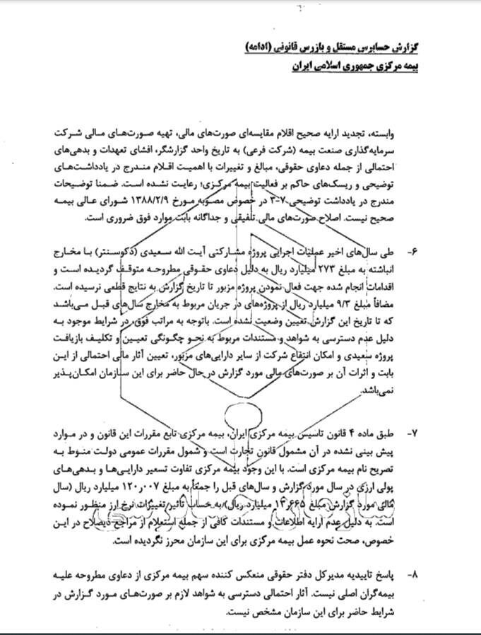 گزارش تکان دهنده سازمان حسابرسی از انحراف در عملکرد مالی بیمه مرکزی+ ماجرای پروژه خوابیده نهاد ناظر صنعت بیمه با مخارج انباشته