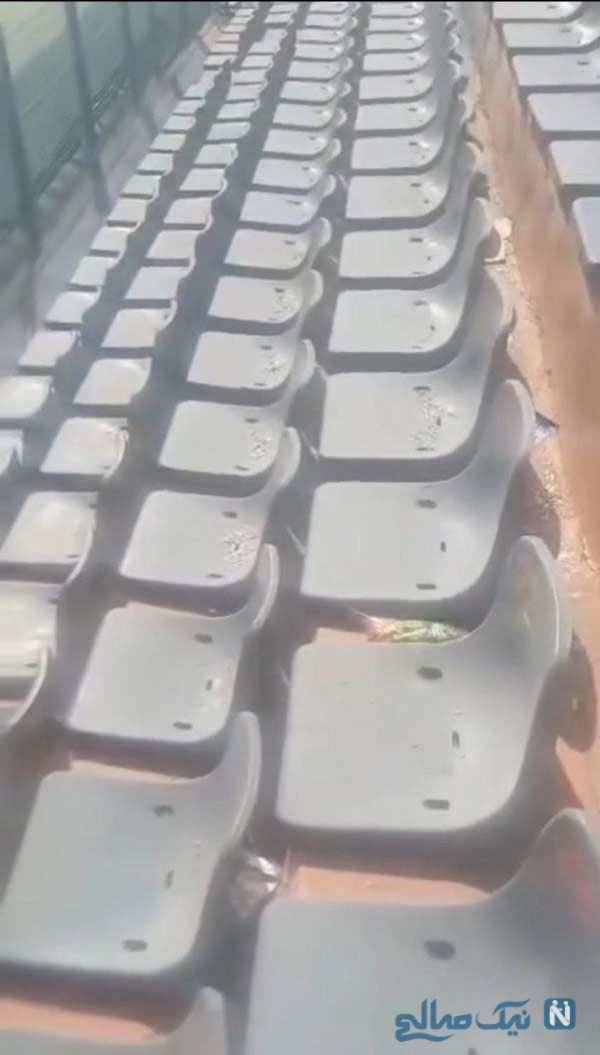 پت و مت و صندلی‌های بهم چسبیده ورزشگاه تختی یاسوج!